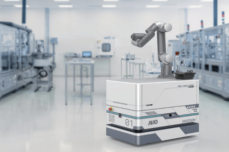 天游ty8整合AI人工智慧、IoT物聯網與Cloud雲端平台服務，開發模組化AMR 250M自主移動機器人，滿足多元自動化生產需求，在智慧工廠中扮演著串接和搬運的角色